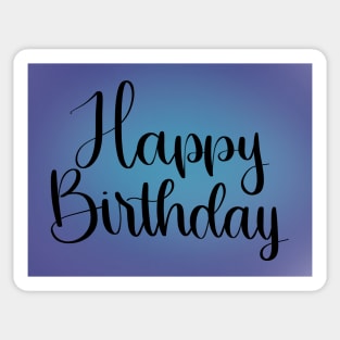 Simple Happy Birthday - Digital Watercolor Blue Sticker